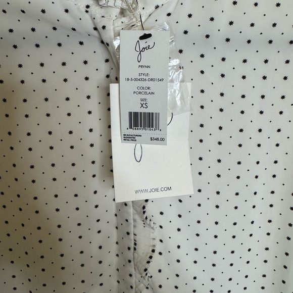 Joie Prynn Porcelain Print Shift Dress Frilly Pleated Long Sleeve XS NWT - Picture 6 of 12